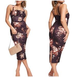 ASOS Floral Corset Pencil Midi Dress Size 10